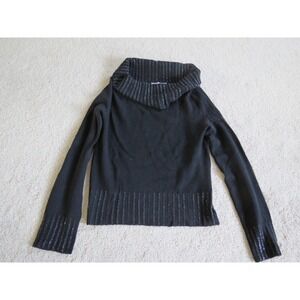 St John Evening Marie Gray Black Sparkle Turtleneck Wool Sweater M K52561